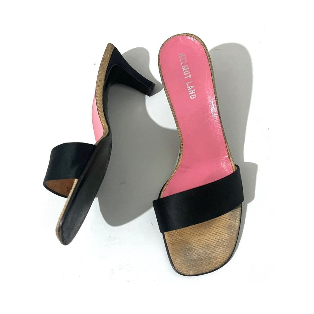 Helmut Lang Satin Open Toe Slide Sandals